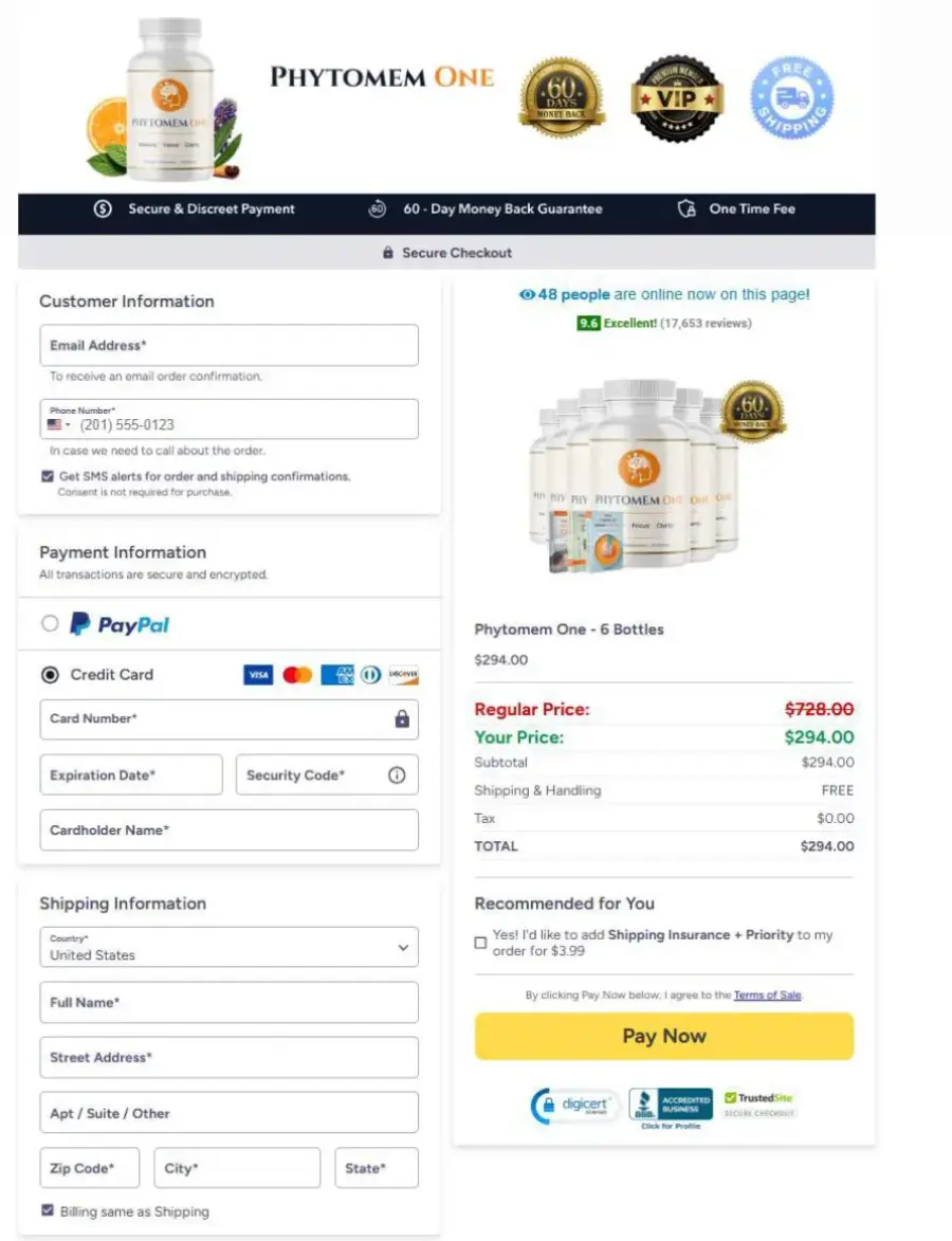 Phytomem One secure checkout badge